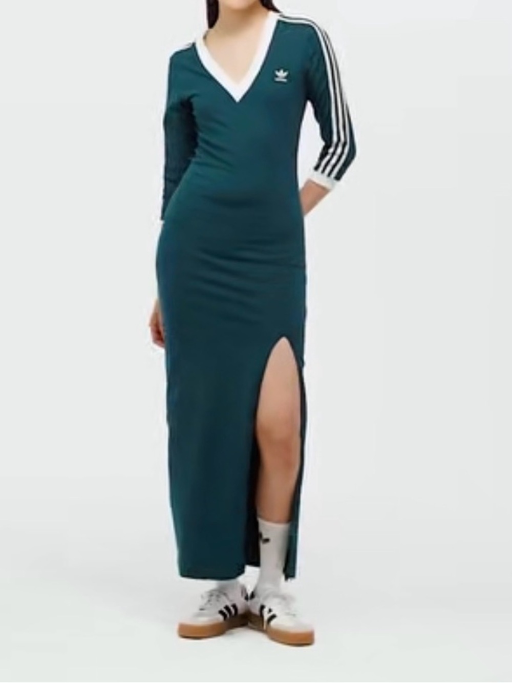 Adidas Originals Teal V-Neck Maxi Dress